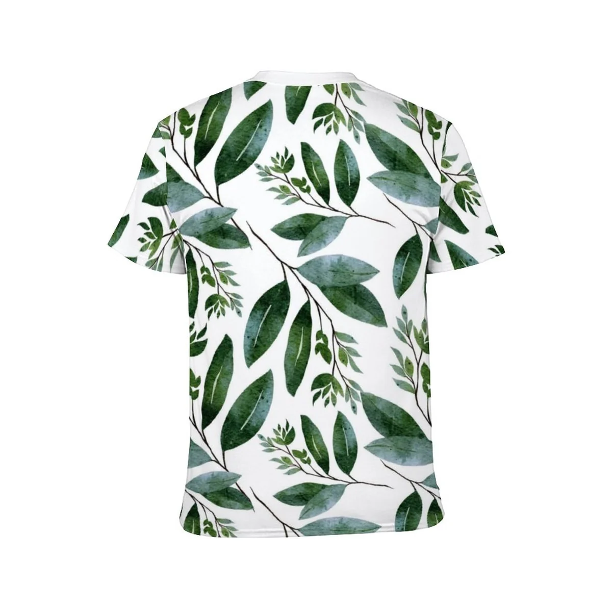 Unisex Crew Neck Short Sleeve Tee - Watercolor Leaf Branch Print - view 5