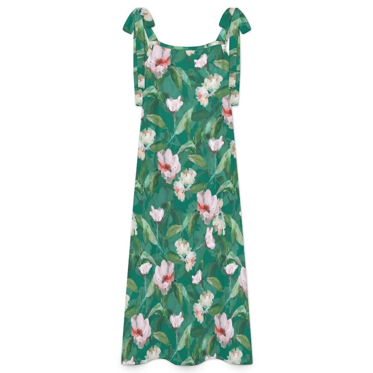 Women's Tie-Shoulder Maxi Dress - Magnolia Leaf Print - view 5