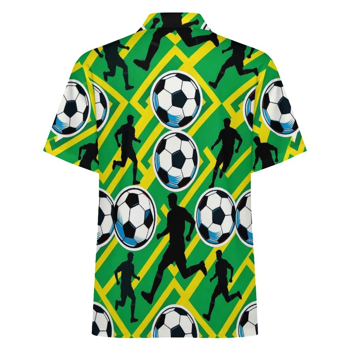 Unisex Short Sleeve Button-Up Camp Shirt - Soccer Player Stripe Print - view 5