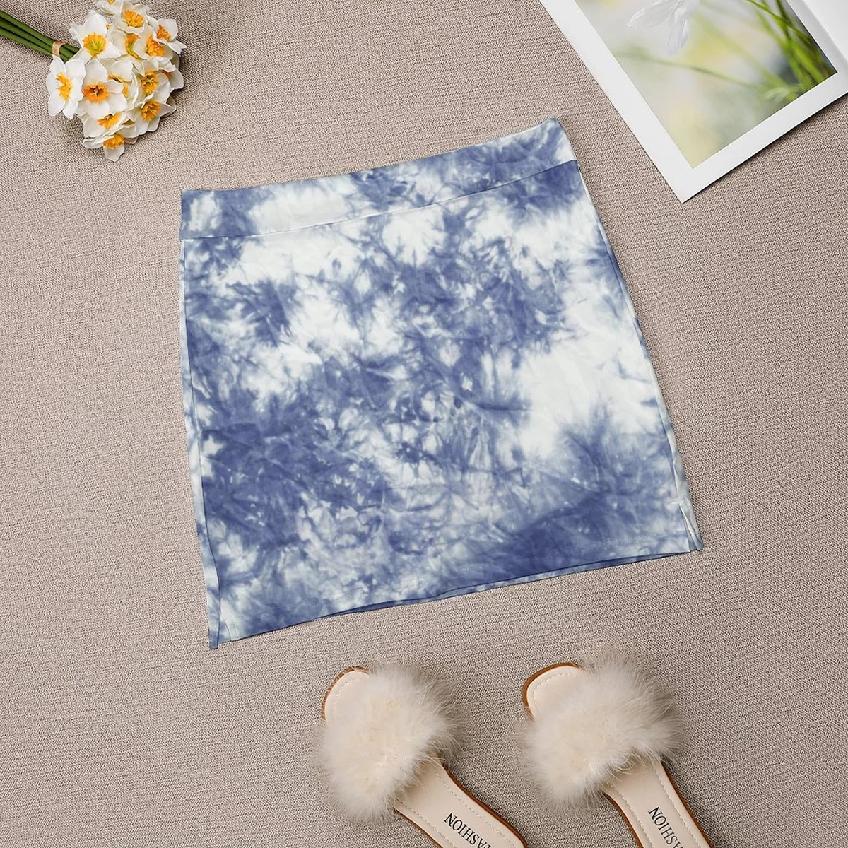 Women's Wrap Front Skort with Phone Pocket - Indigo Tie-Dye Print - view 6