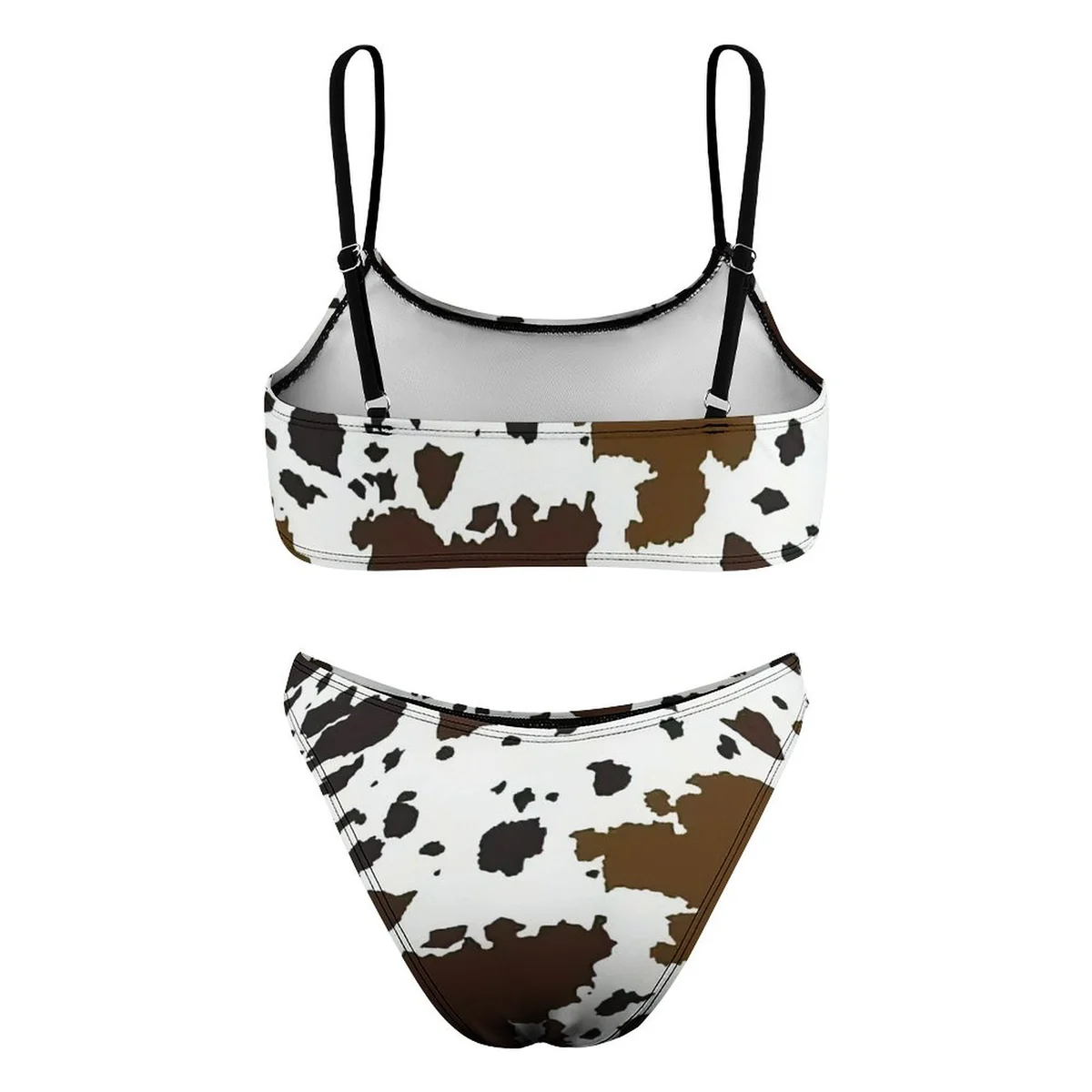 Women's Scoop-Neck Bralette Bikini Set - Cow Spots Print - view 5