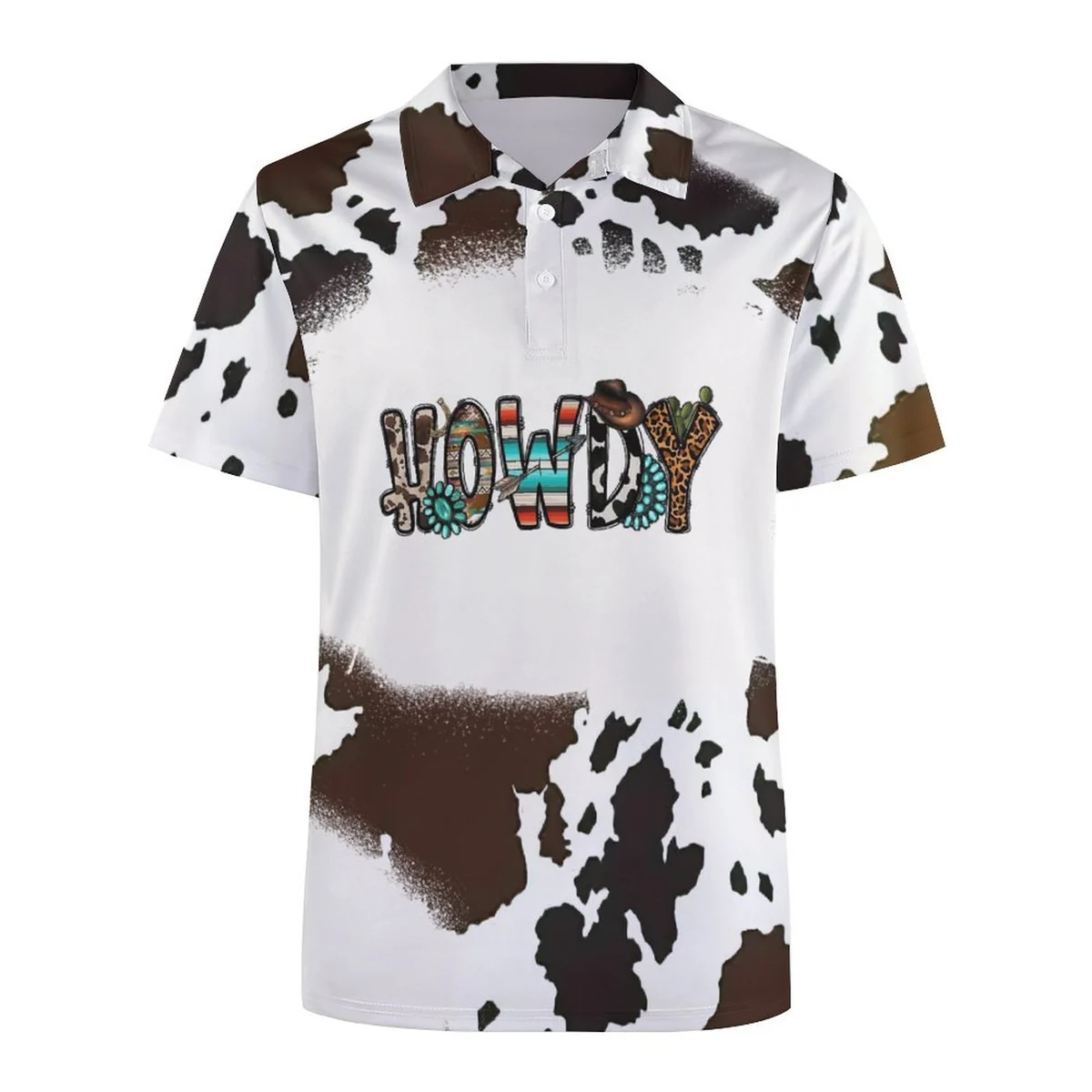 Men's Short Sleeve Polo Shirt - Howdy Cow Print - view 4