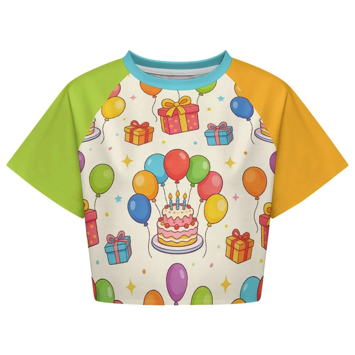 Women's Raglan Crop Tee - Birthday Balloon Party Print - view 4