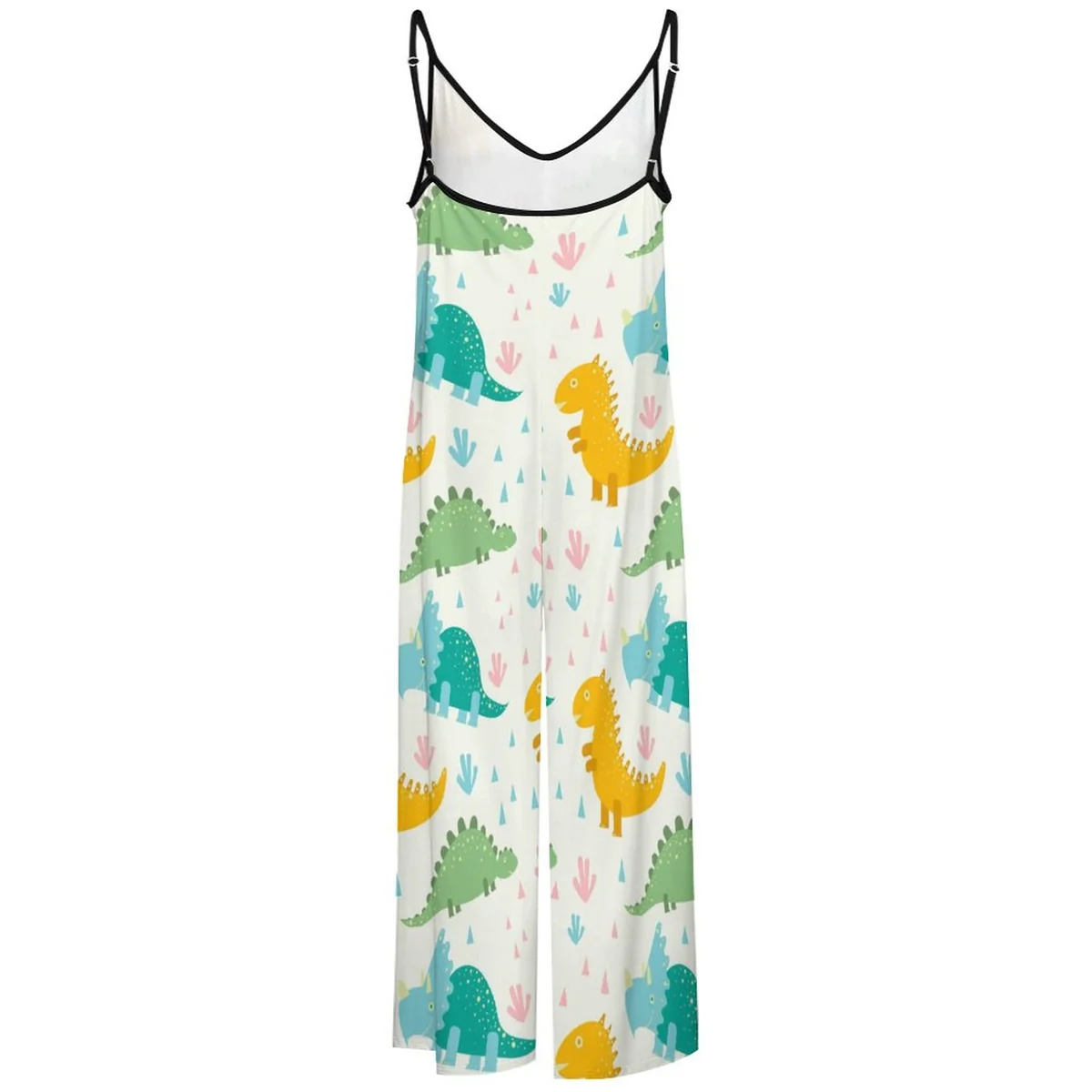 Women's Wide Leg Cami Jumpsuit - Cute Dinosaur Print - view 5