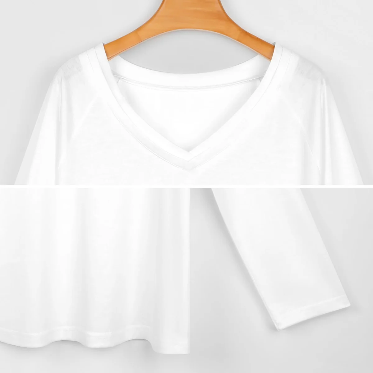 Women's Double Collar V-Neck Long Sleeve Tee - Pumpkin Patch Truck Print - view 7