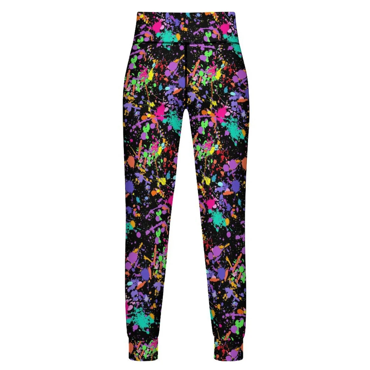 Women's Pocket Yoga Jogger Pants - Neon Paint Splatter Print - view 5