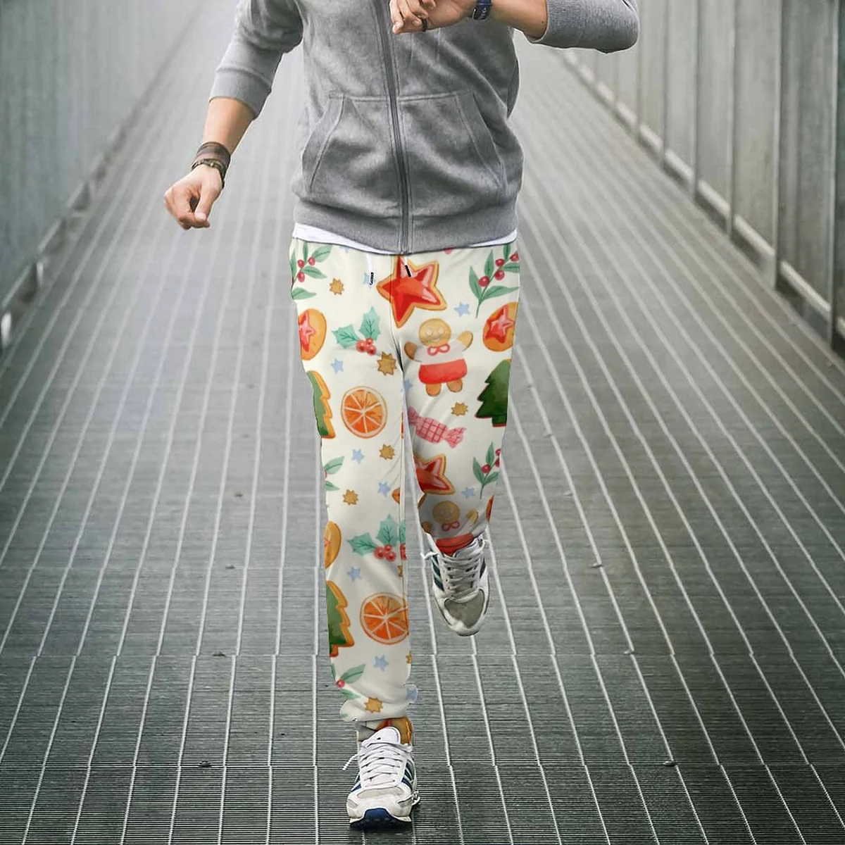 Women's Cuffed Jogger Sweatpants - Gingerbread Cookie Print - view 4