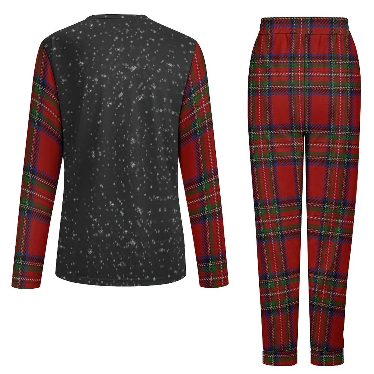 Women's Long Sleeve Tee and Jogger Pajama Set - Merry Christmas Tartan Print - view 7