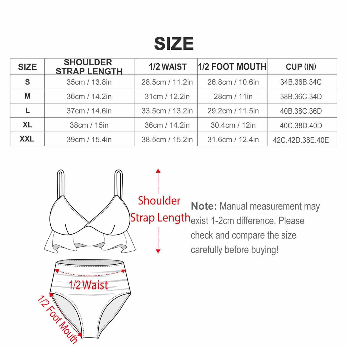 Women's Ruffle Trim High-Waist Bikini Set - Watercolor Fruit Slice Print - view 9