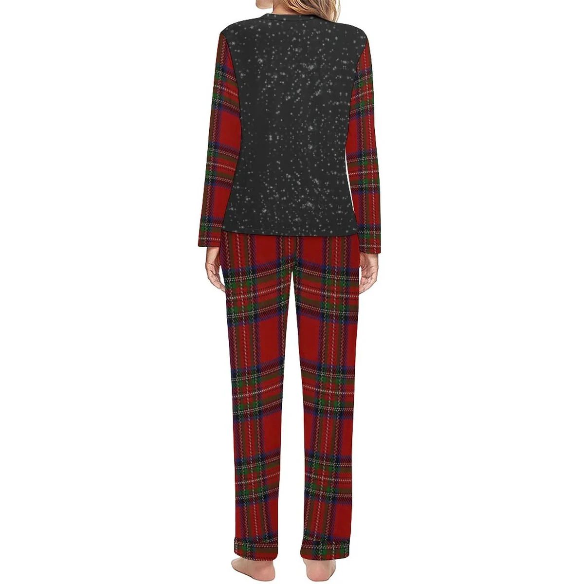 Women's Long Sleeve Tee and Jogger Pajama Set - Merry Christmas Tartan Print - view 3