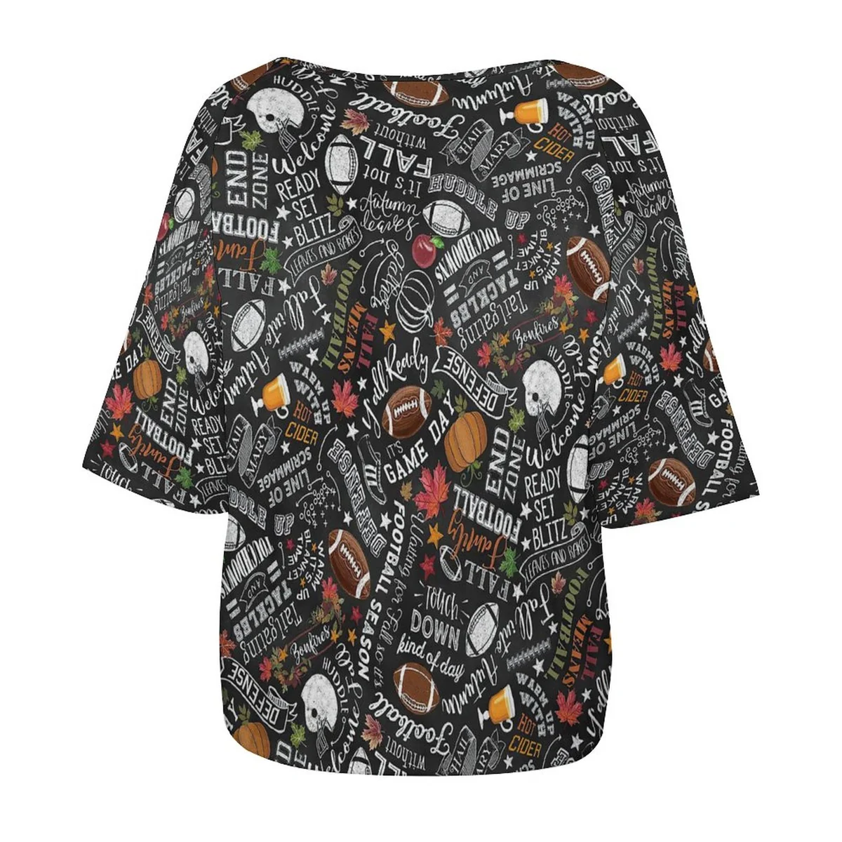 Women's Off-Shoulder Half Sleeve Tee - Game Day Sports Print - view 5