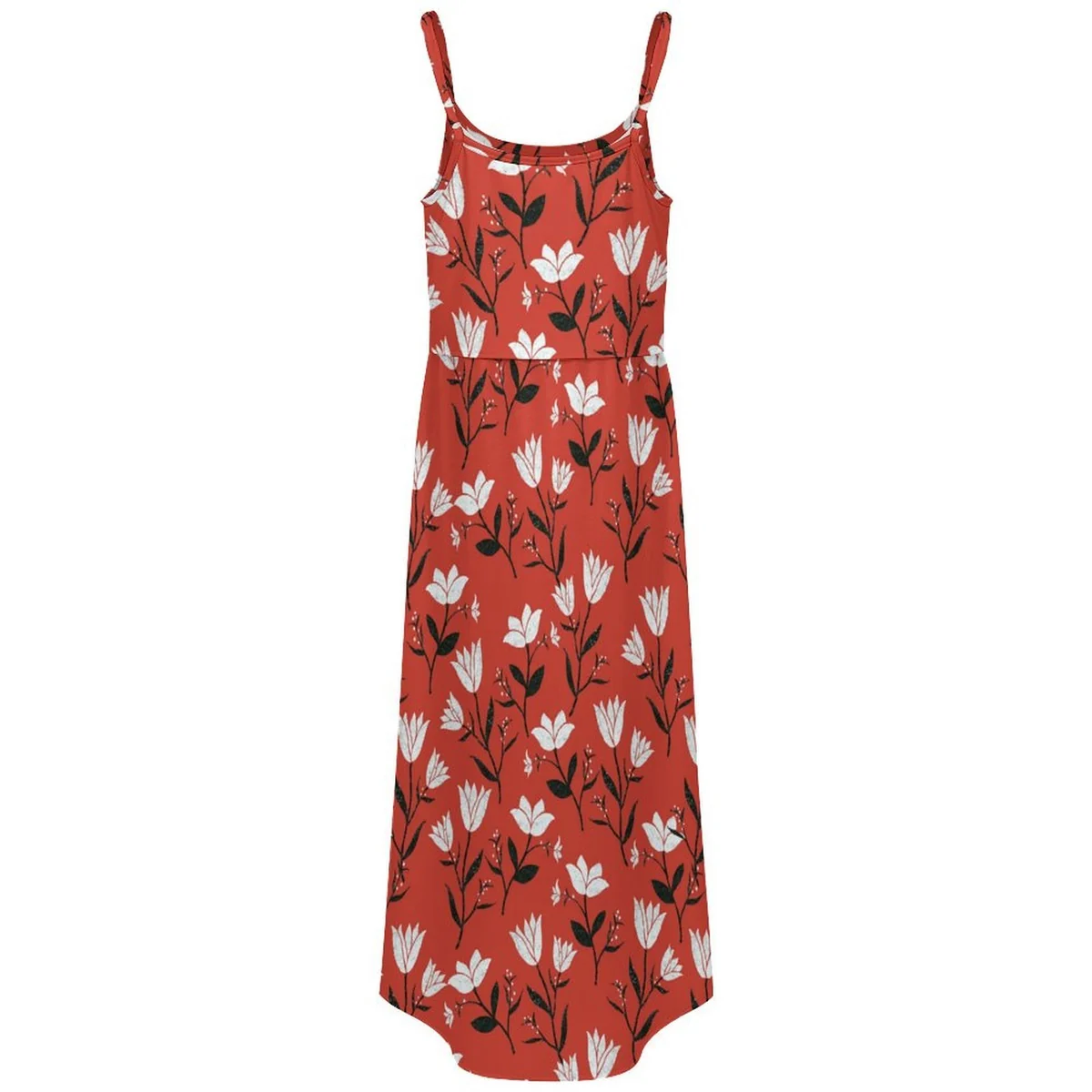 Women's Side Slit Cami Maxi Dress - Tulip Silhouette Print - view 5