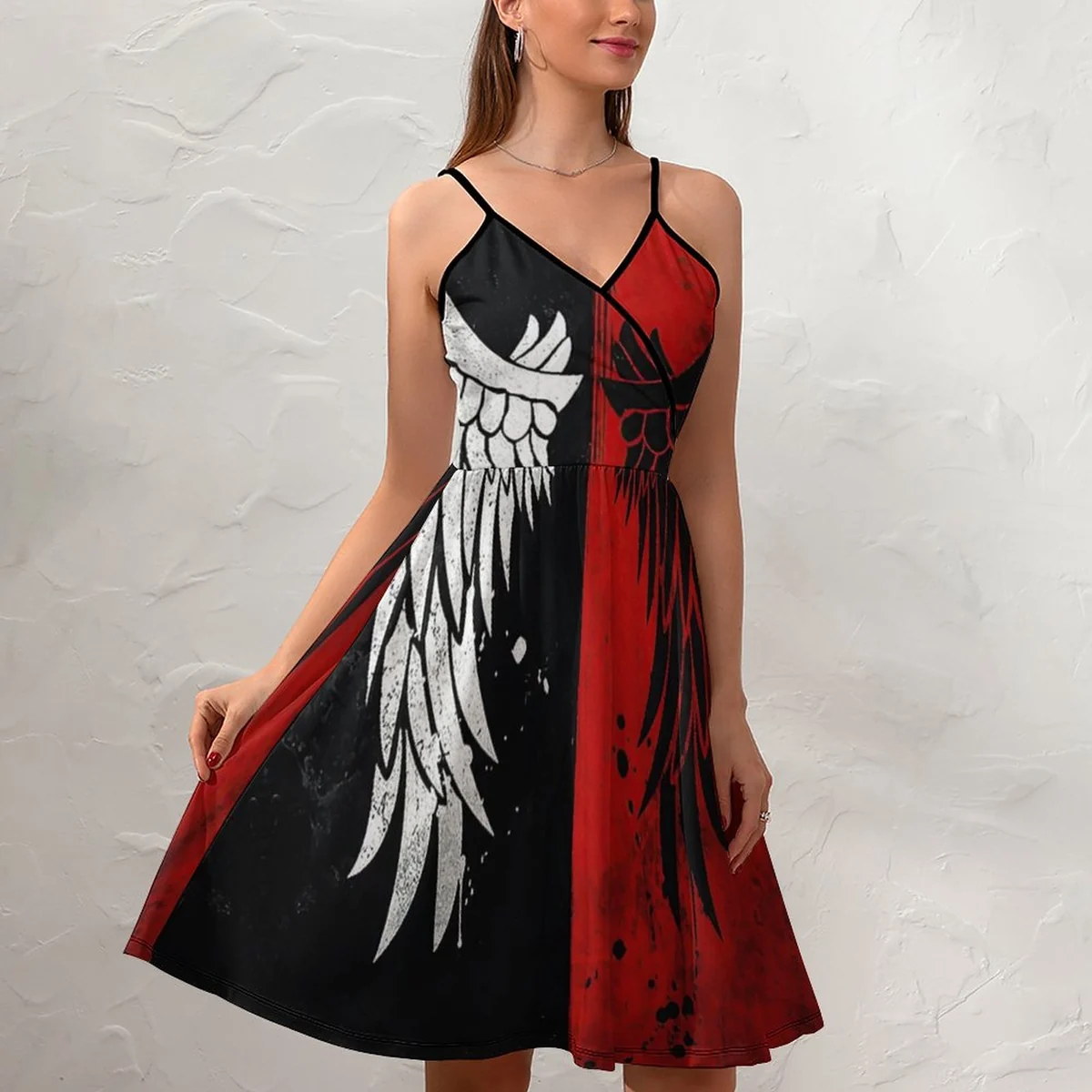 Women's V-Neck Cami Skater Dress - Angel Wing Print - view 7