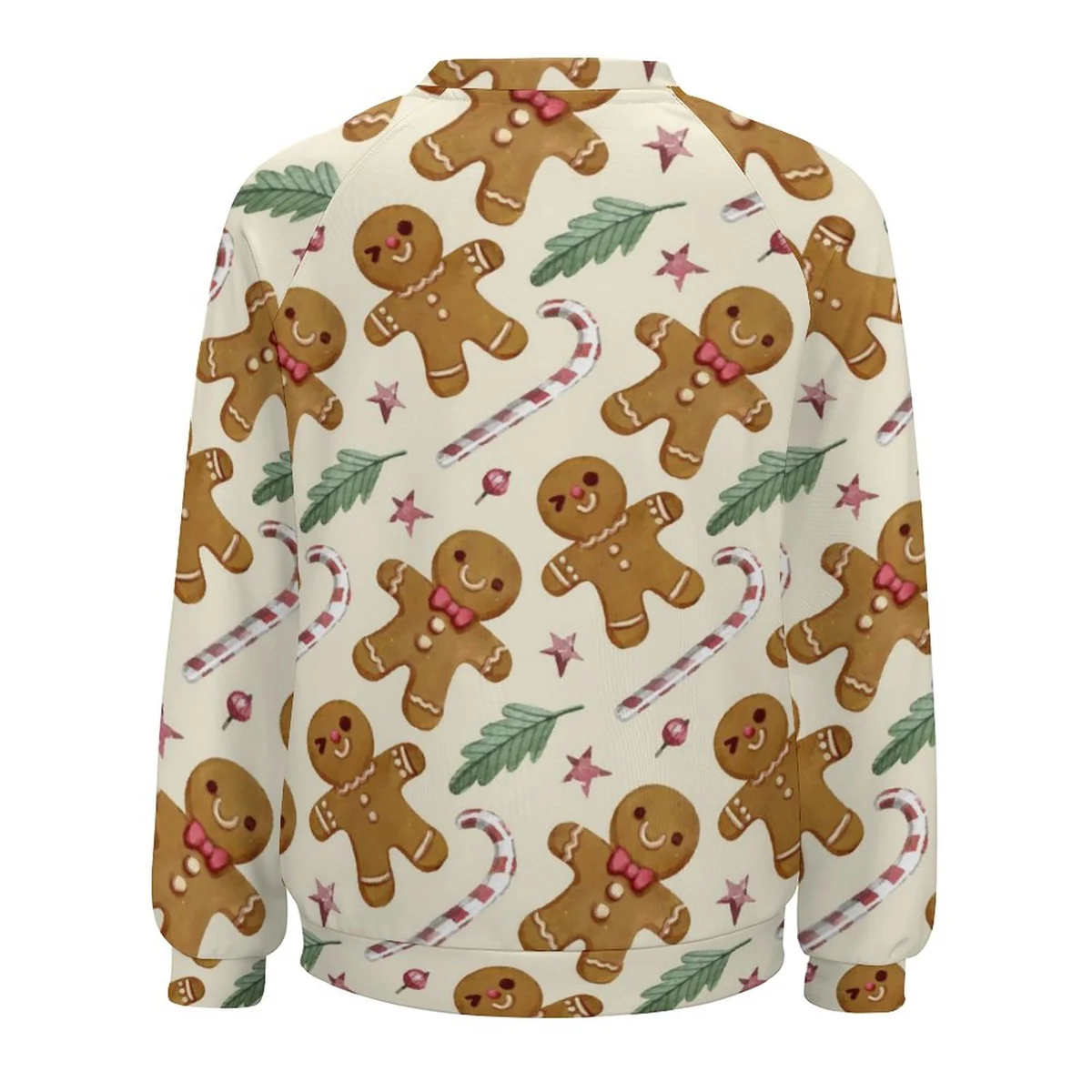 Women's Raglan Crew Neck Sweatshirt - Peeking Kitten Gingerbread Print - view 5