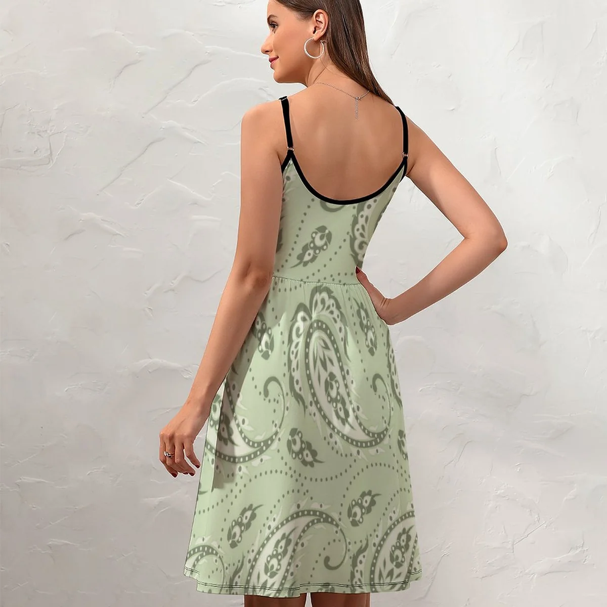 Women's Surplice Cami Skater Dress - Sage Paisley Print - view 3