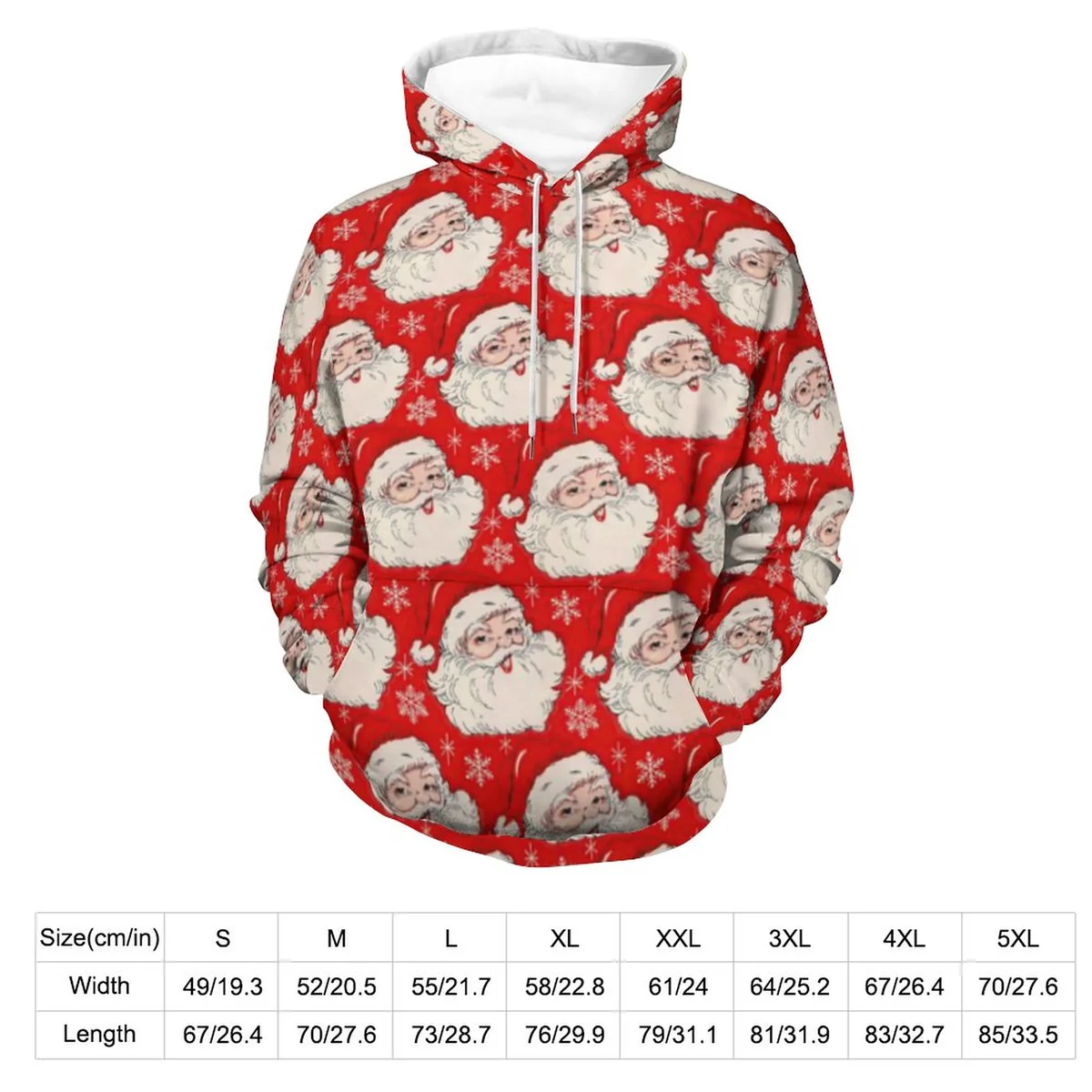 Unisex Pullover Hoodie - Vintage Santa Face Print - view 2