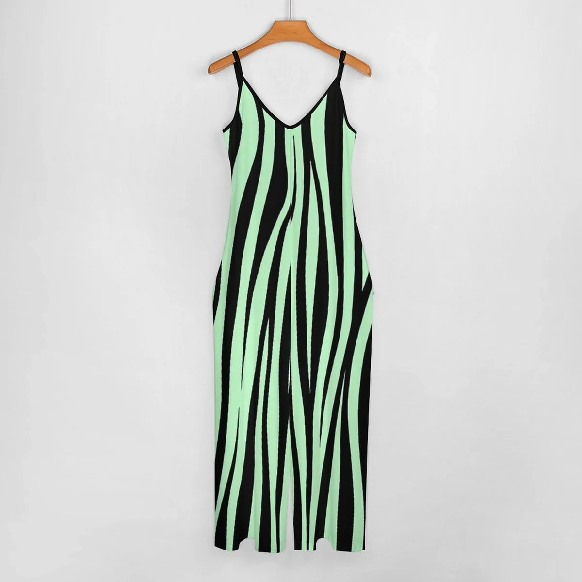 Women's Wide Leg Cami Jumpsuit - Wavy Stripe Print - view 3