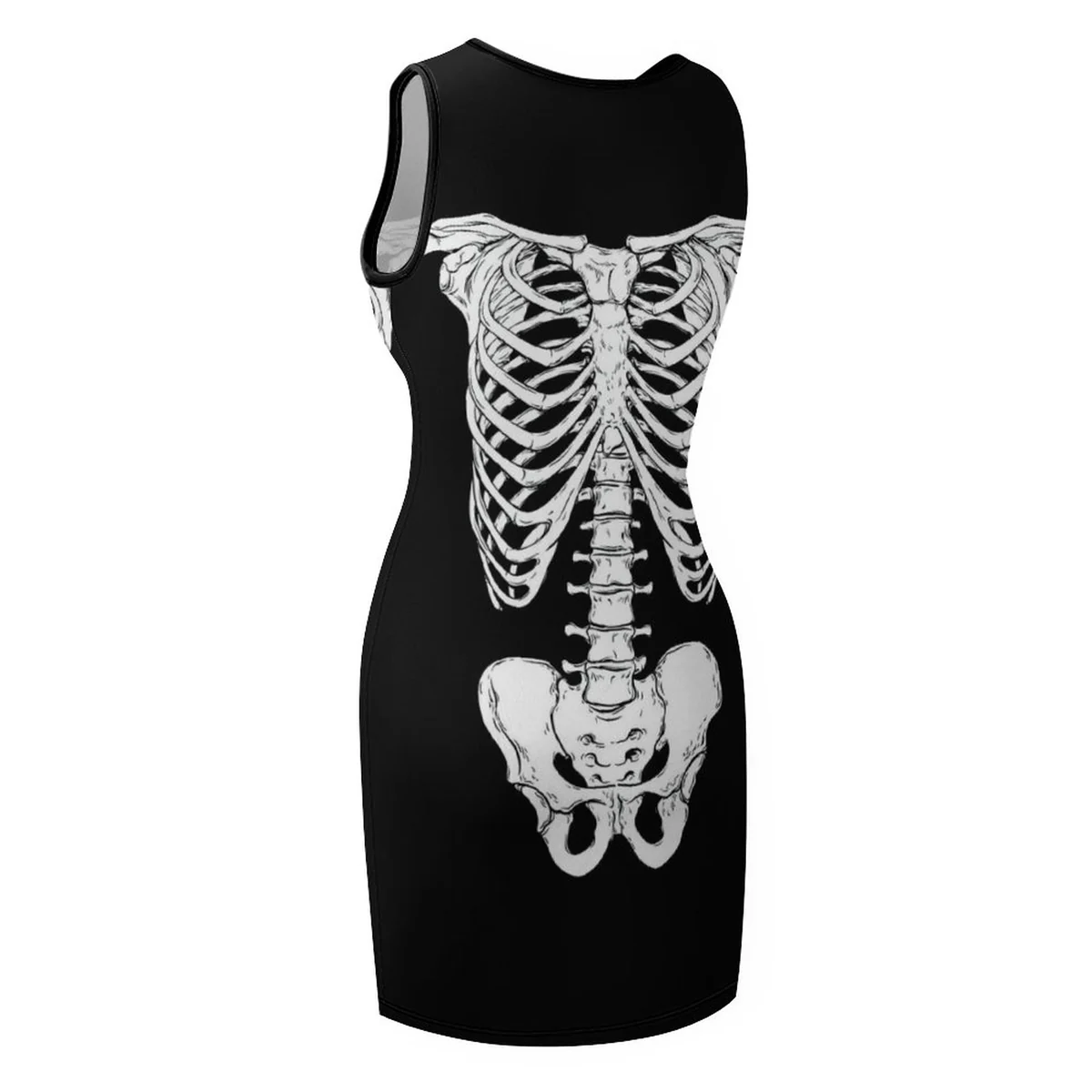 Women's Sleeveless Bodycon Tank Mini Dress - Skeleton X-Ray Print - view 8