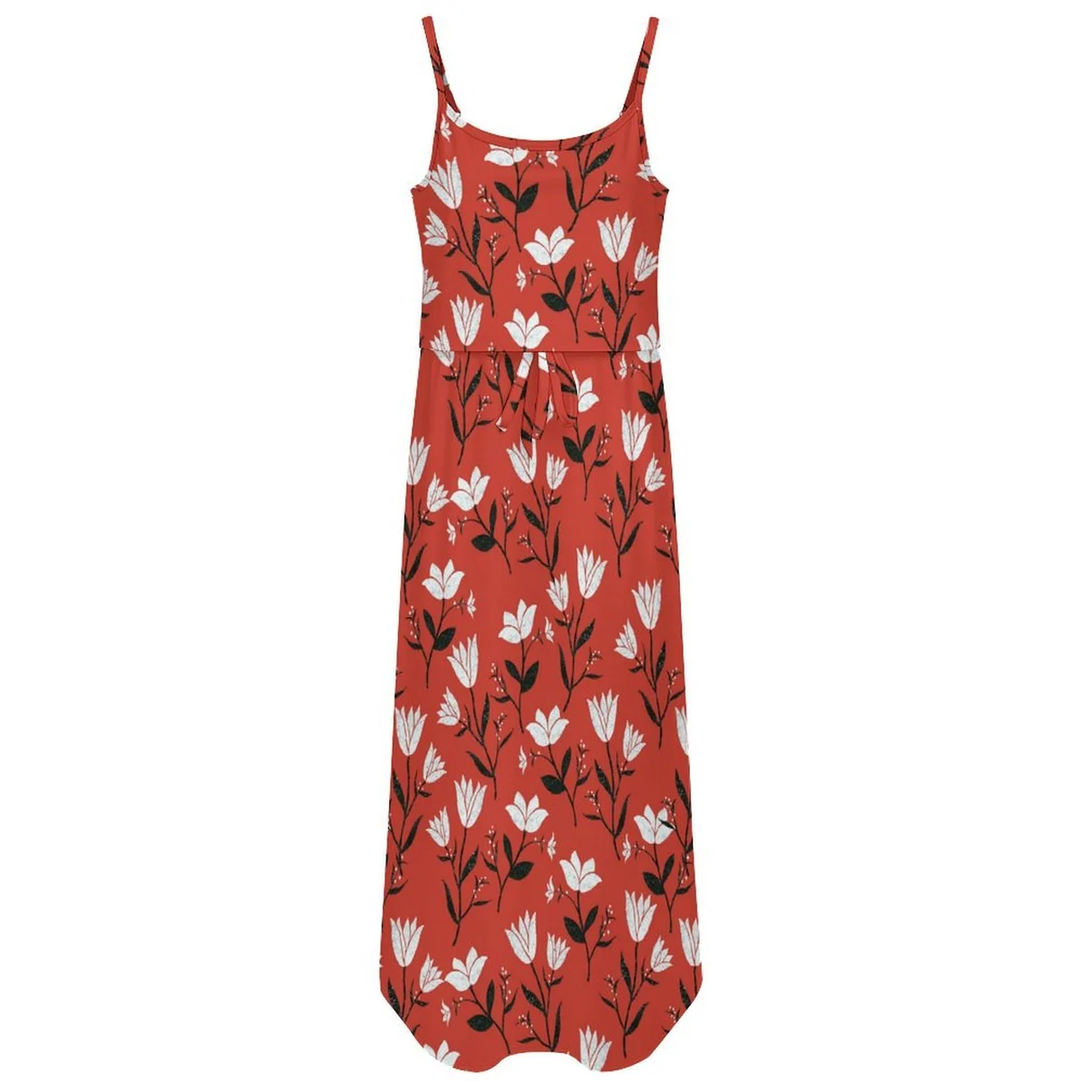 Women's Side Slit Cami Maxi Dress - Tulip Silhouette Print - view 4
