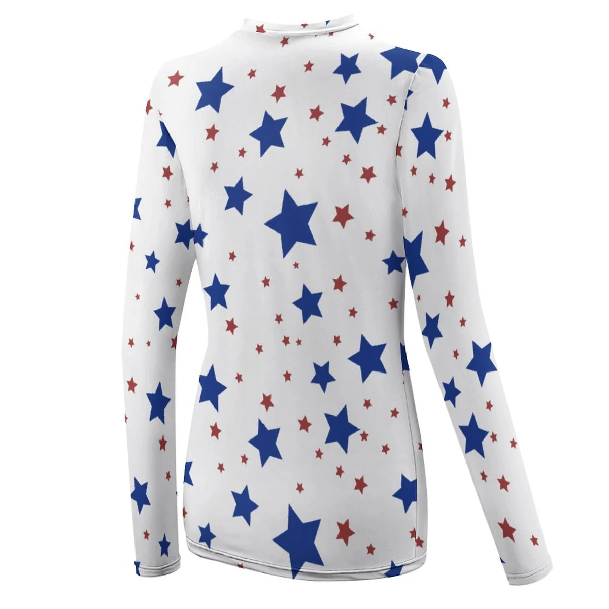 Women's Crew Neck Long Sleeve Sun Shirt - Scattered Stars Print - view 5