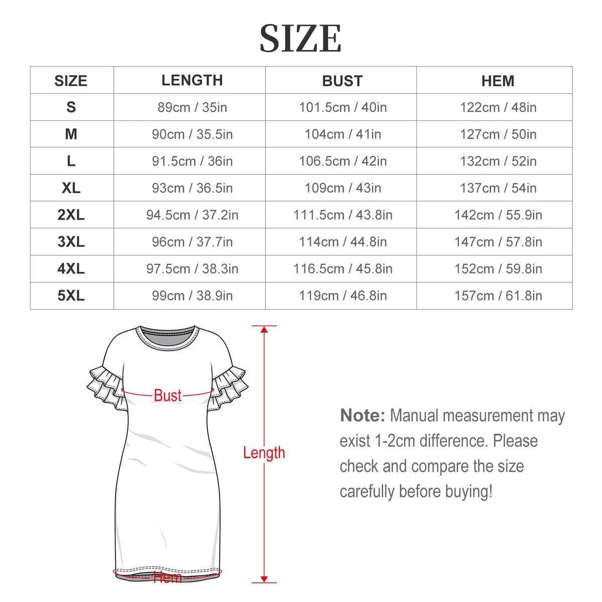 Women's Double Ruffle Sleeve Shift Dress - Big Red Hearts Print - view 6