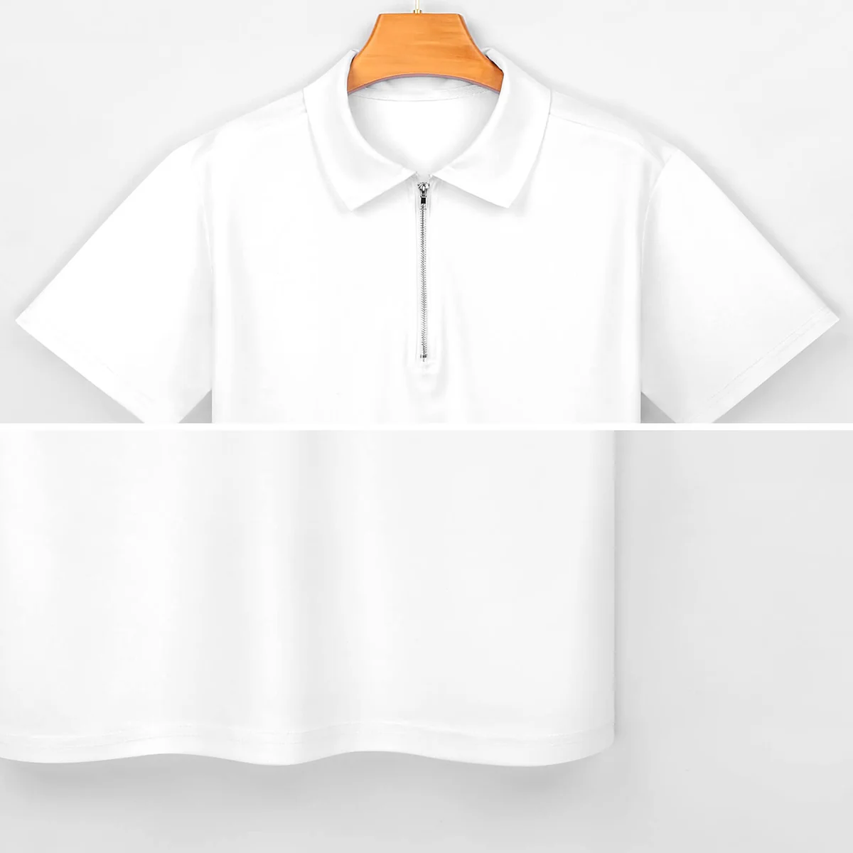 Unisex Quarter Zip Short Sleeve Polo Shirt - I Love You Script Graphic - view 7