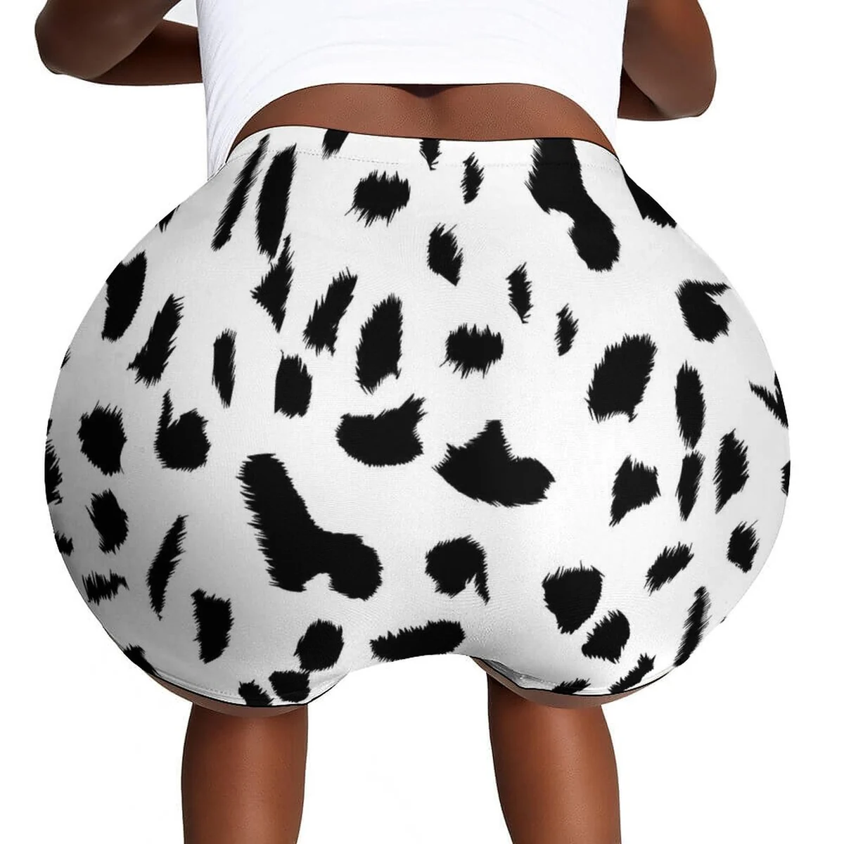 Women's High-Waist Fitted Shorts - Dalmatian Spot Print - view 2