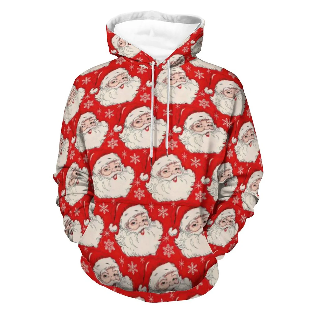 Unisex Pullover Hoodie - Vintage Santa Face Print