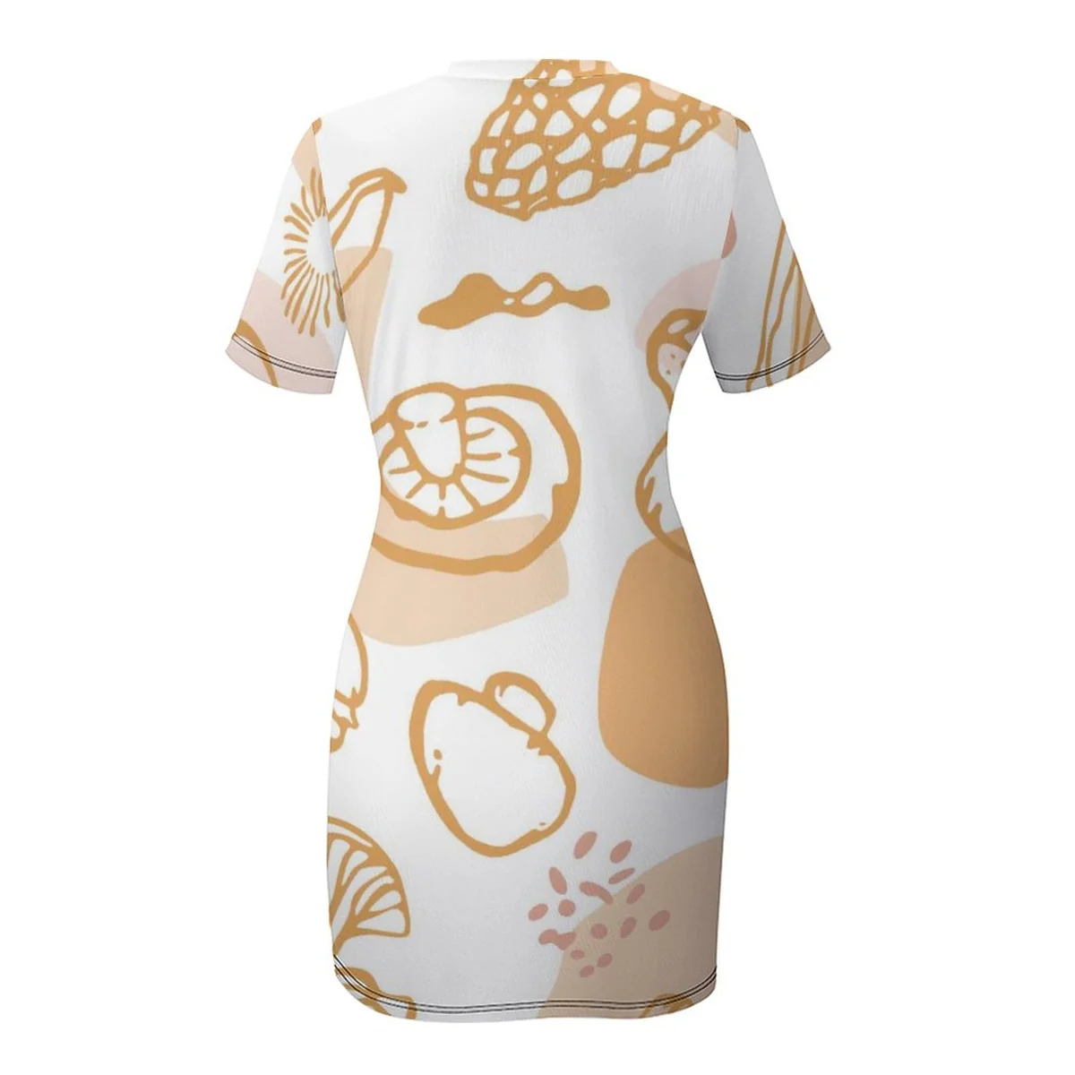 Women's Crew Neck Short Sleeve Bodycon T-Shirt Dress - Seashell Line Art Print - view 6