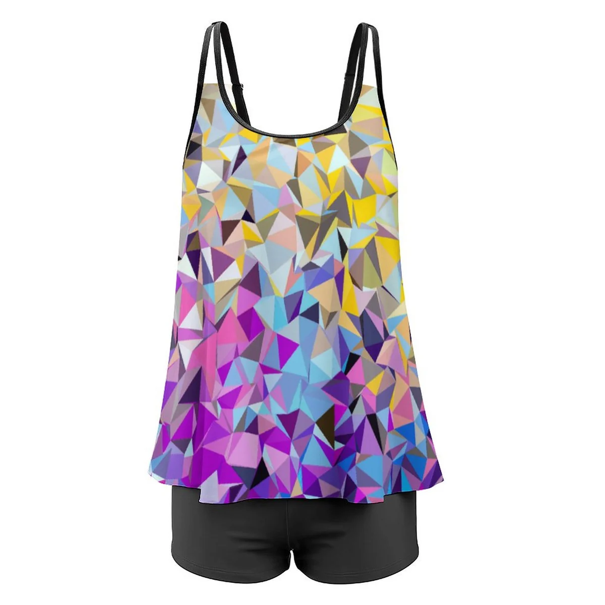 Women's Plus Size Scoop-Neck Flowy Tankini Set - Crystal Prism Mosaic Print - view 2