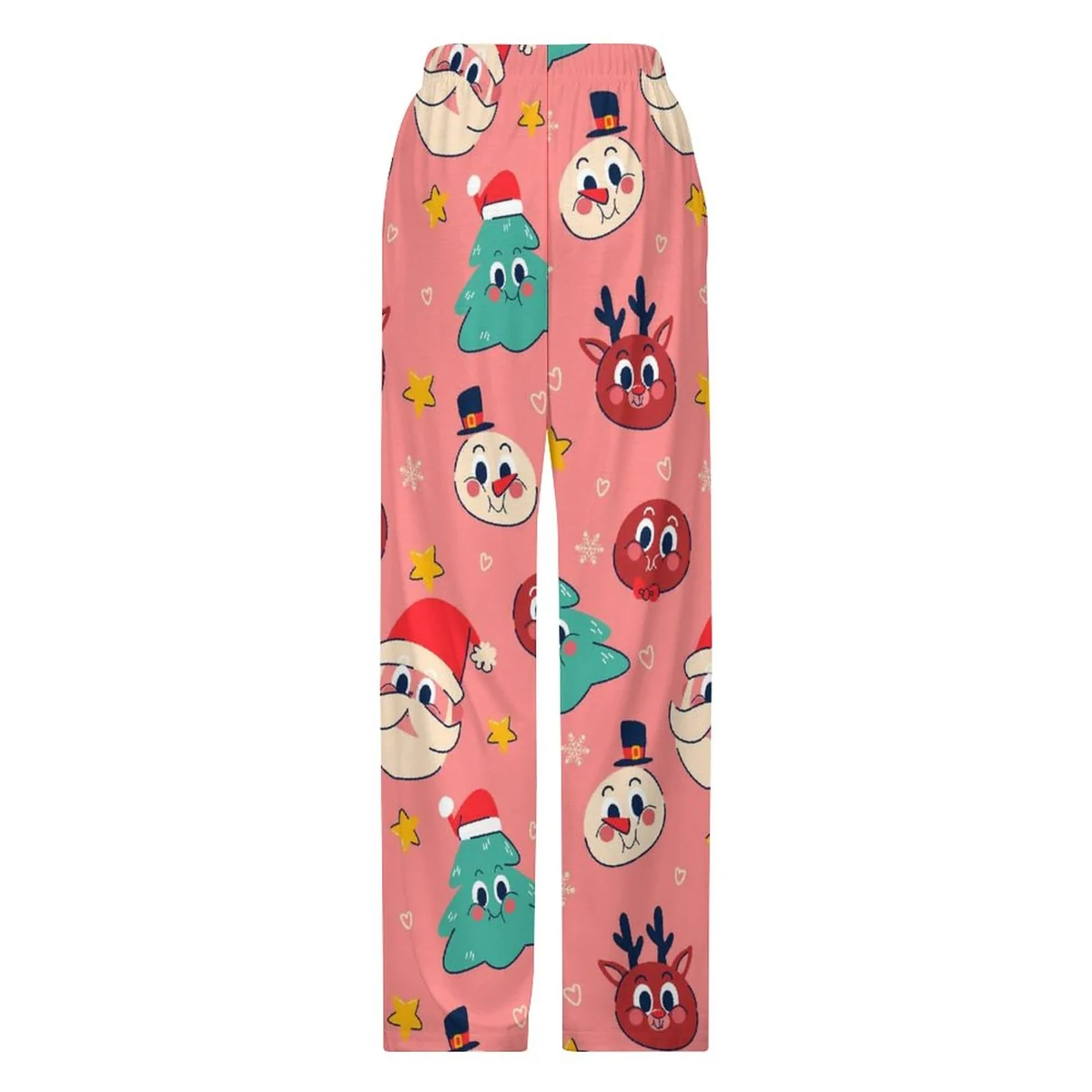 Unisex Drawstring Pajama Pants - Retro Christmas Characters Print - view 5