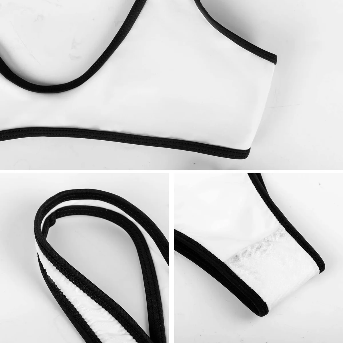 Women's Contrast Trim Sporty Bikini Set - Pop Art Collage Print - view 7