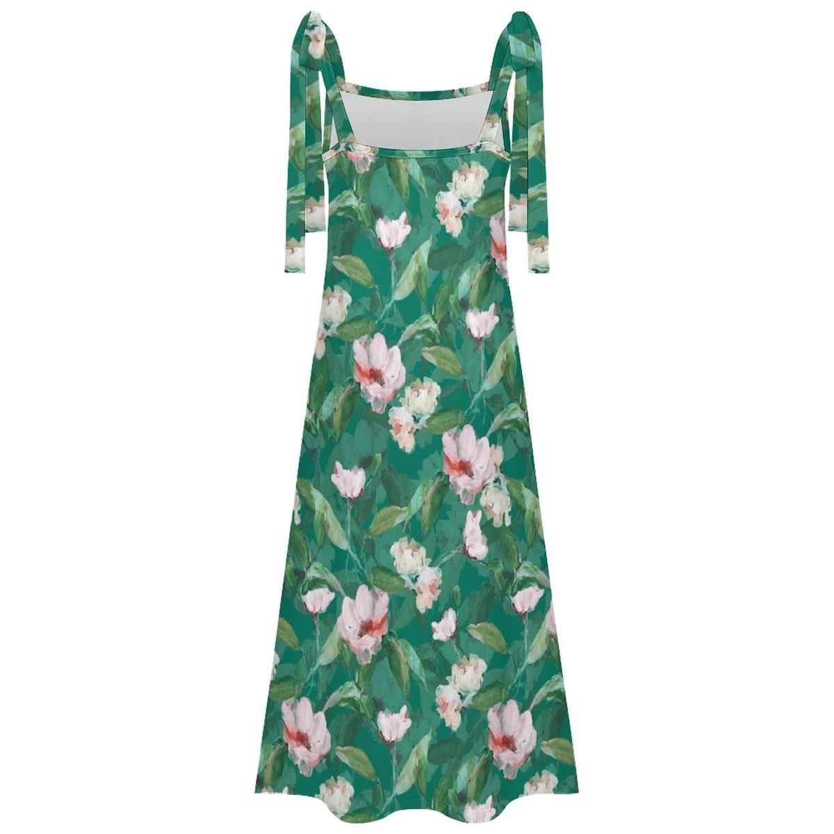 Women's Tie-Shoulder Maxi Dress - Magnolia Leaf Print - view 7