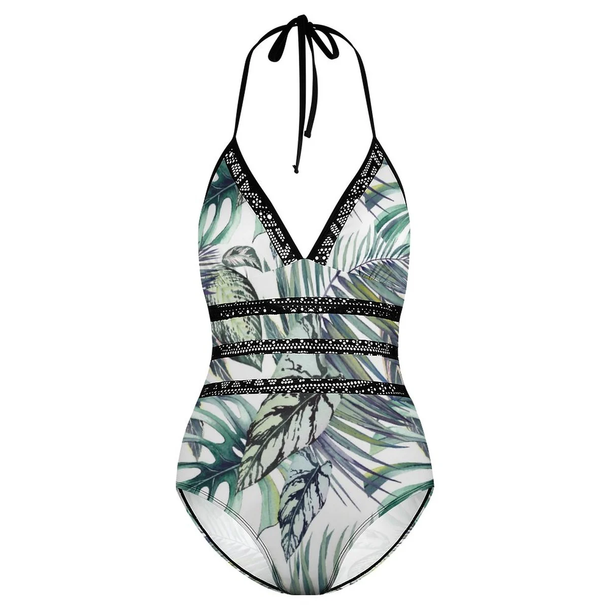 Women's Plunge Strappy One-Piece Swimsuit - Palm Leaf Print - view 7