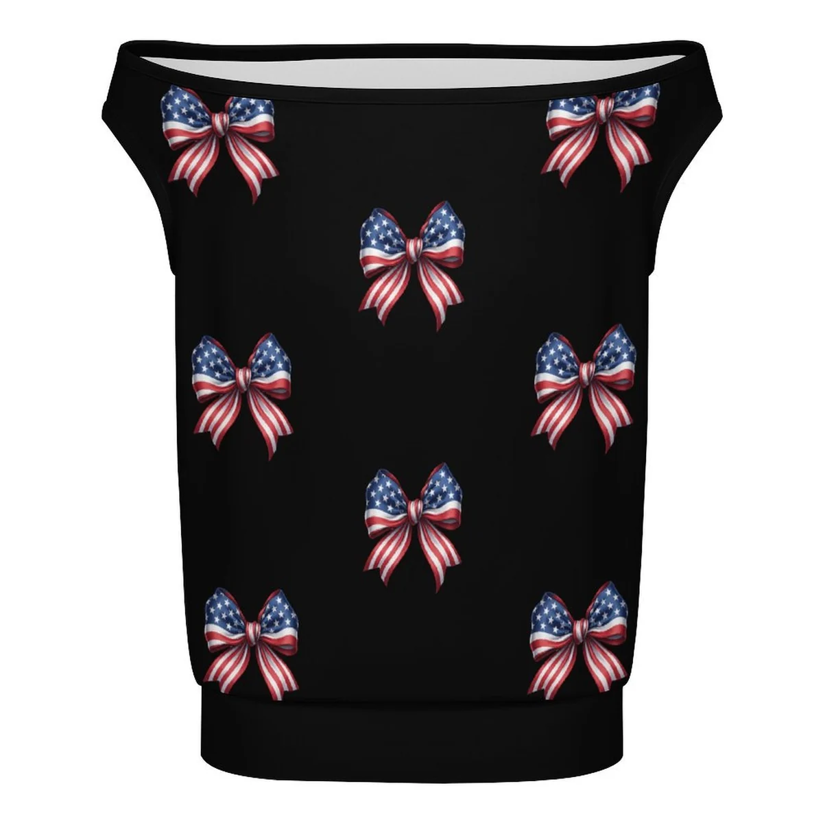 Women's One-Shoulder Cap Sleeve Tee - Patriotic Bow Print - view 5