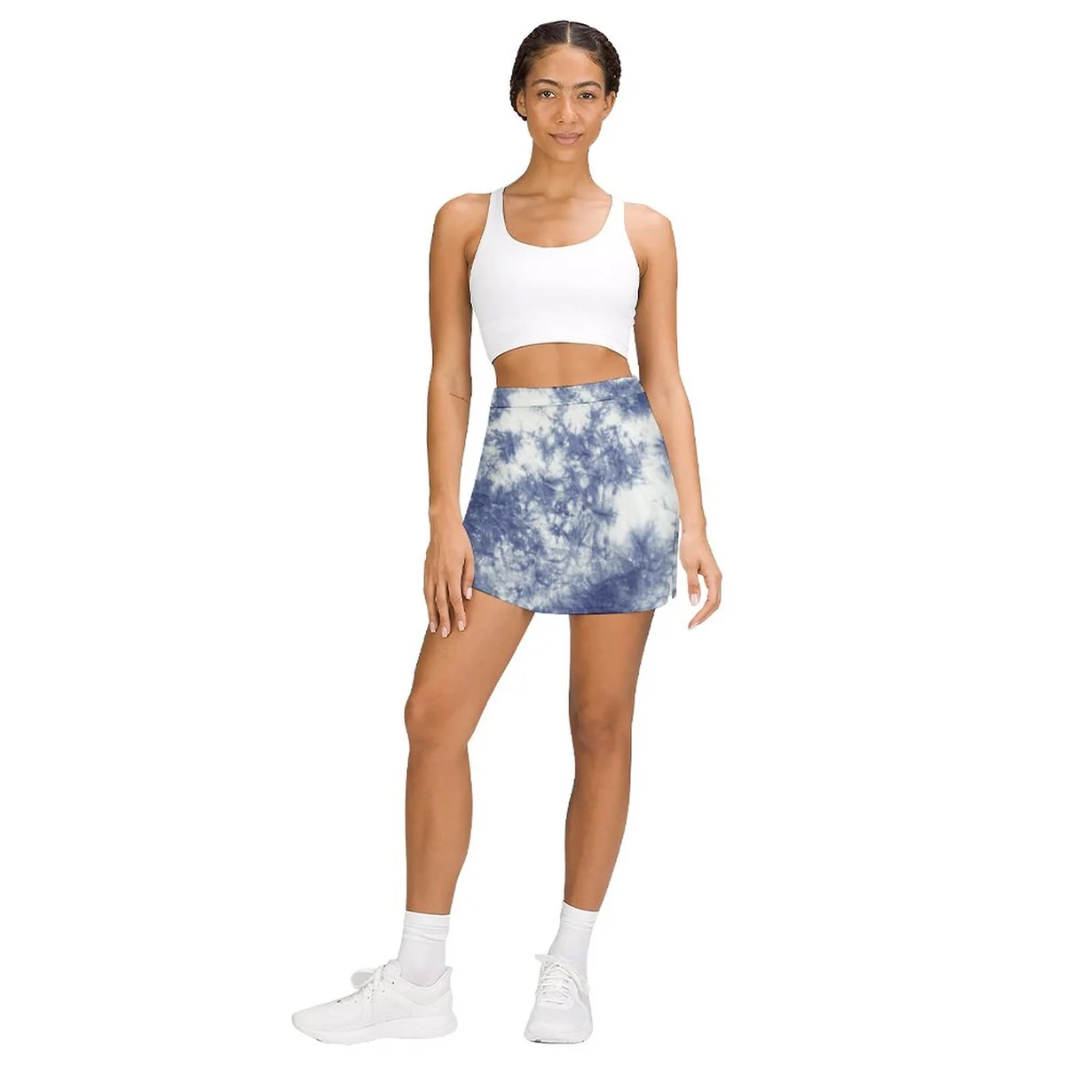 Women's Wrap Front Skort with Phone Pocket - Indigo Tie-Dye Print - view 7