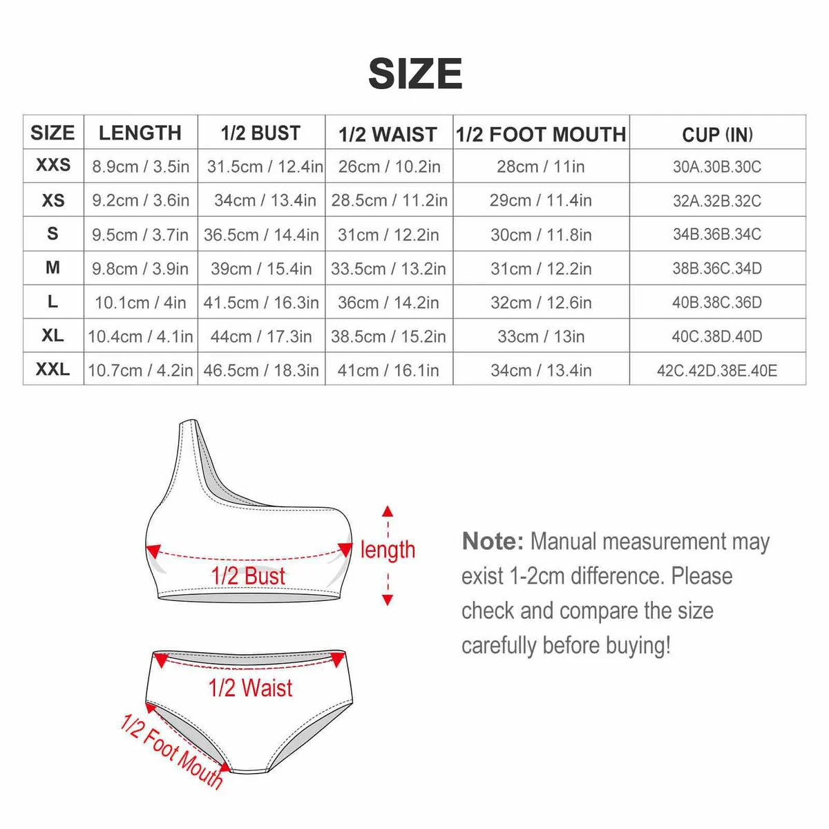 Women's One-Shoulder Bikini Set - Newsprint Collage Print - view 8