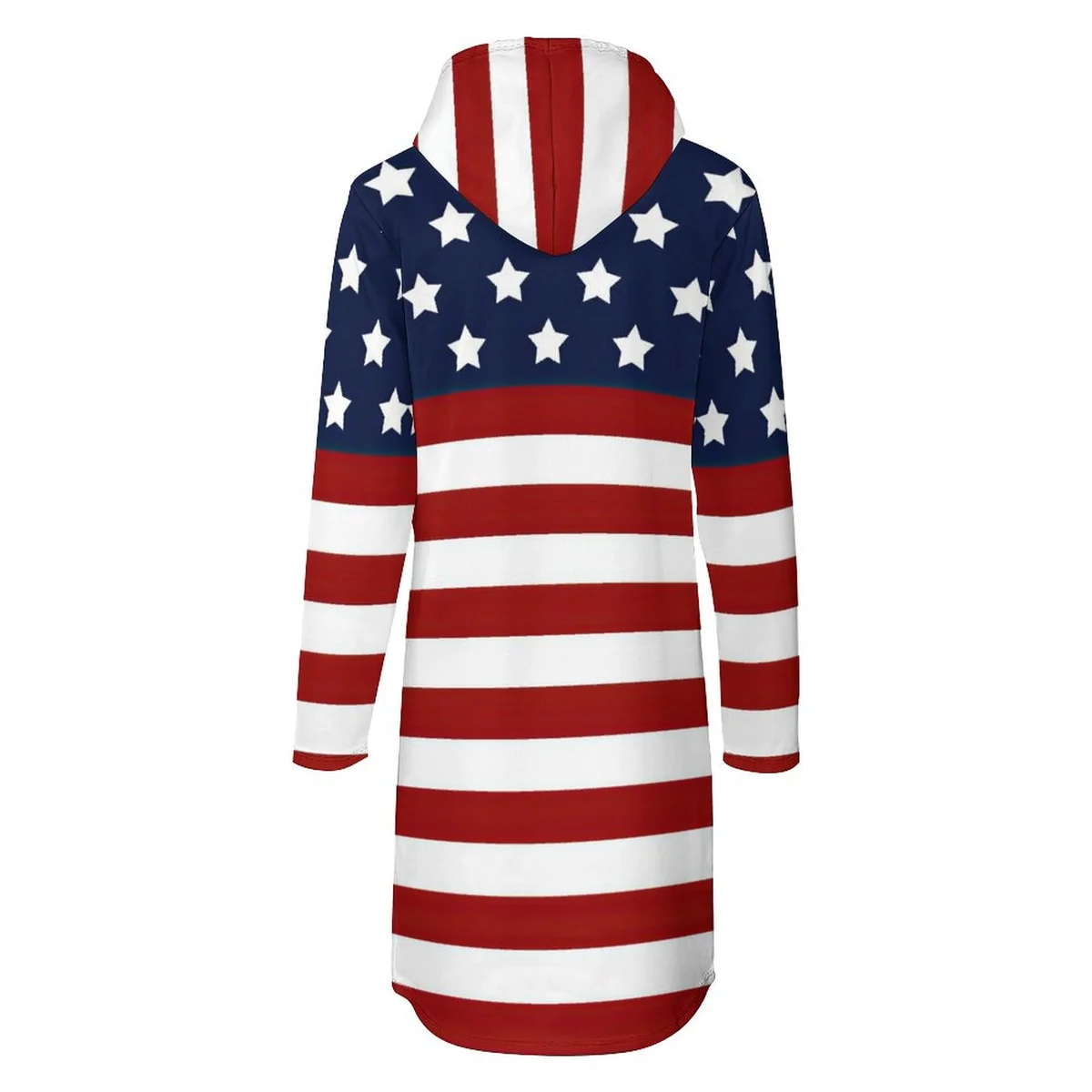 Women's Hooded Long Sleeve Sweatshirt Dress - Stars and Stripes Print - view 5