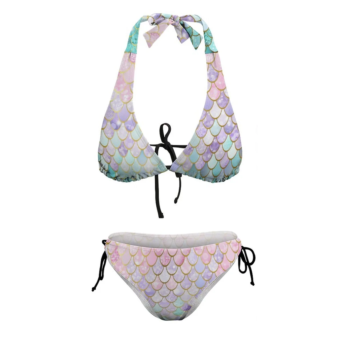 Women's Halter Triangle Bikini Set - Iridescent Mermaid Scale Print - view 8