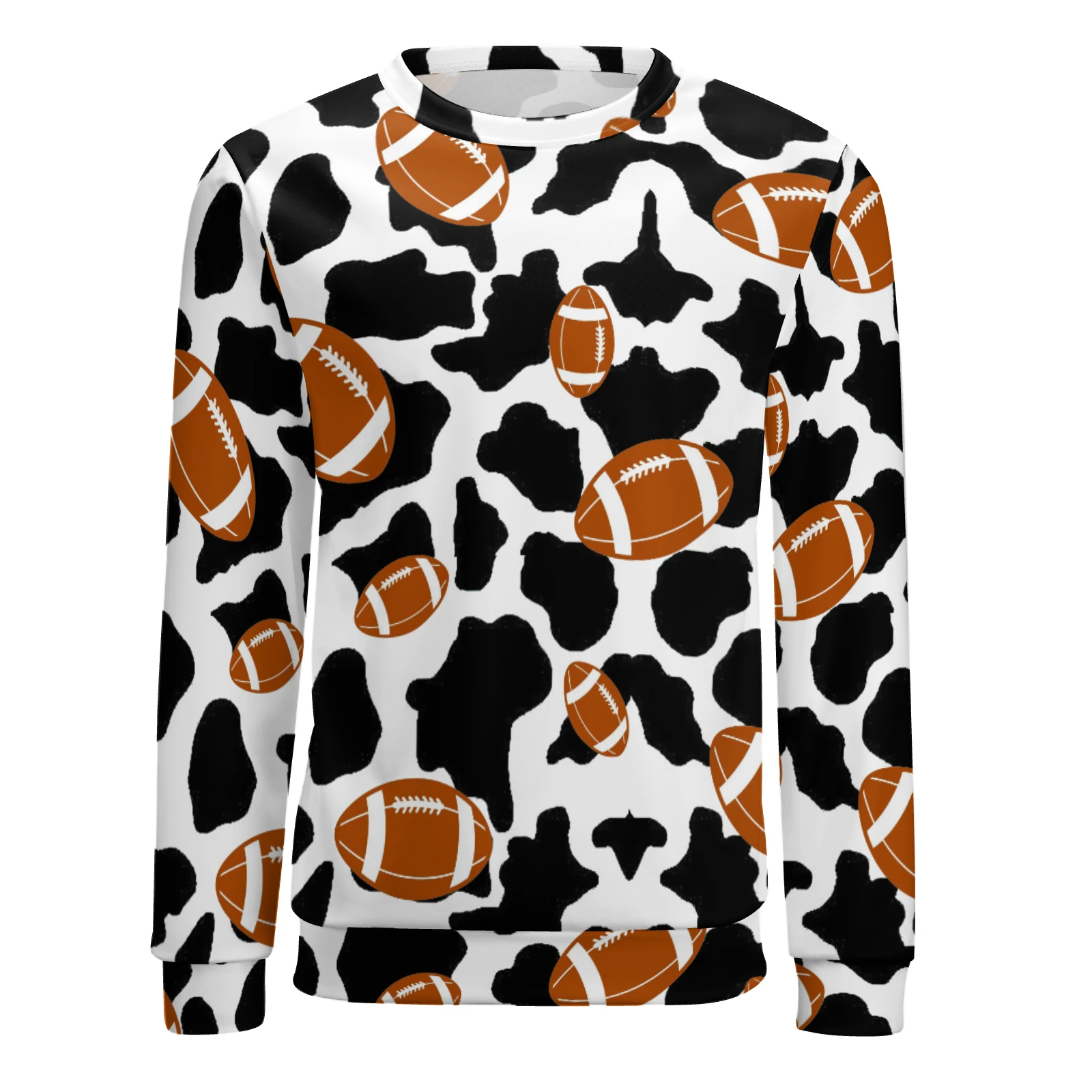 Men's Crew Neck Sweatshirt in Footballs And Cow Spots print – front view