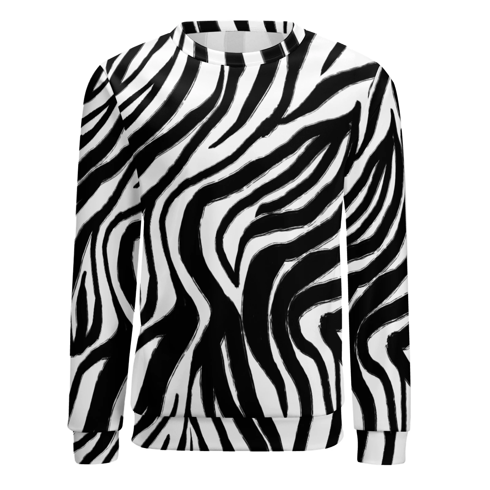 Men's Crew Neck Sweatshirt in Bold Zebra Stripes print – front view