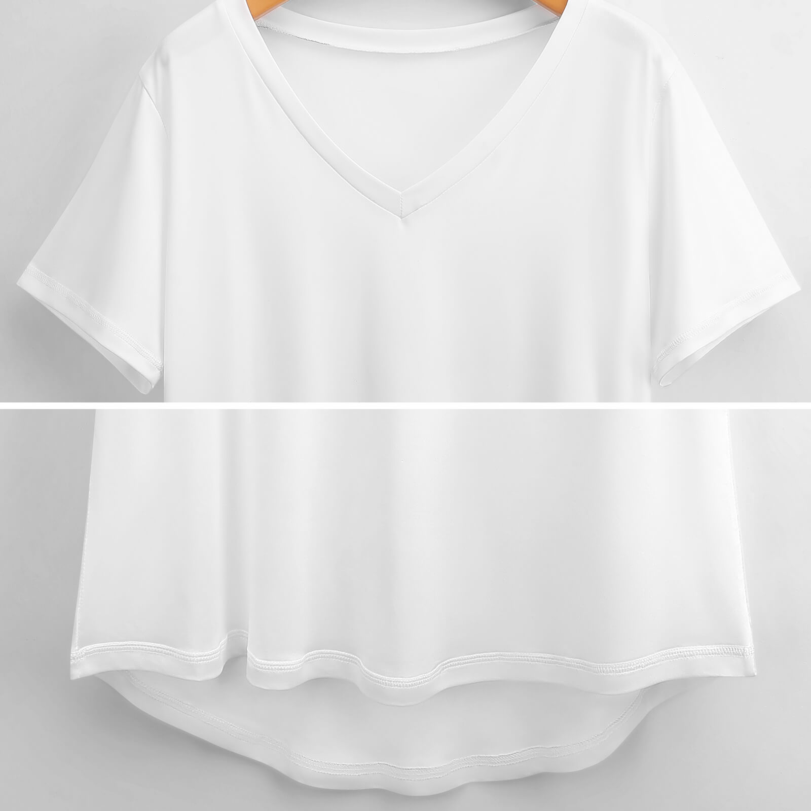 Women's V-Neck Short Sleeve Tee – fabric and construction detail