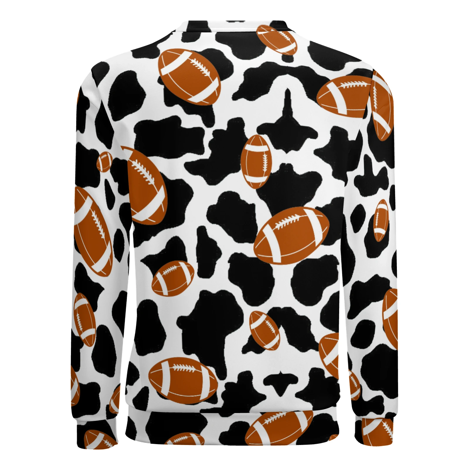 Men's Crew Neck Sweatshirt in Footballs And Cow Spots print – back view